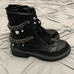 Black Sugar Kaedy Chains Combat Boots